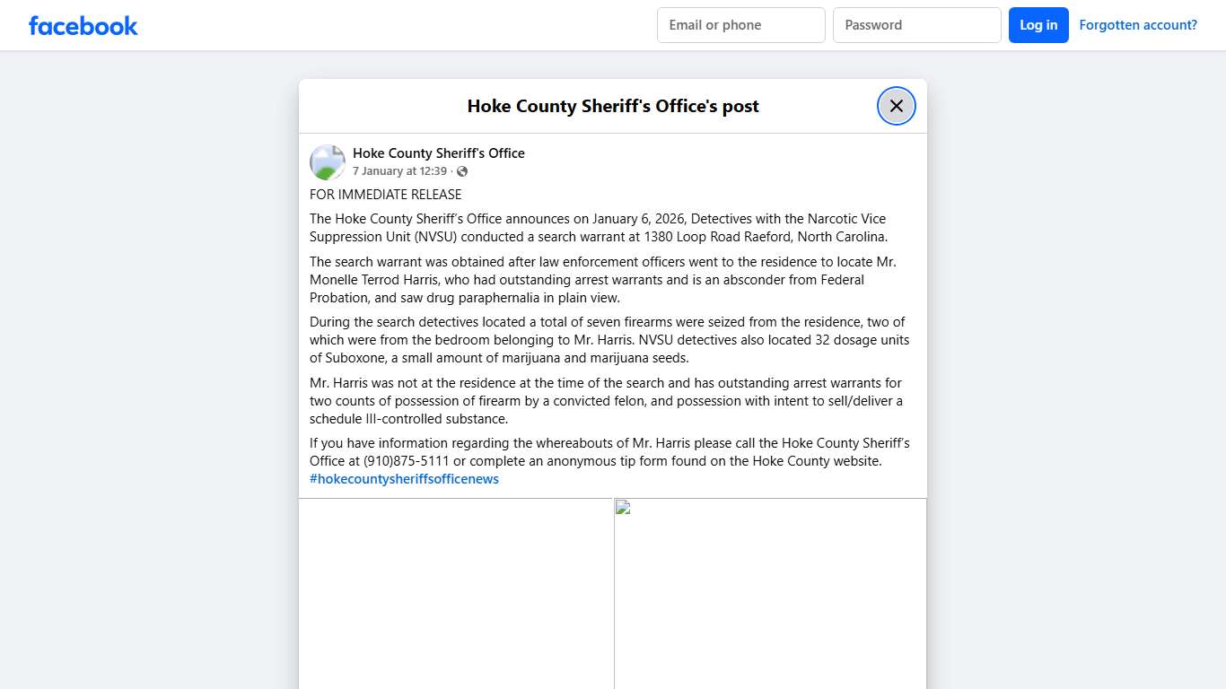 FOR IMMEDIATE RELEASE The... - Hoke County Sheriff's Office Facebook